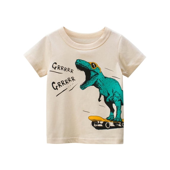 Byoo Little Boys Printed T Shirt Basic Dinosaur Graphic Short Sleeve Crew Neck Comfortable Tee Shirt