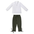 thumbnail image 1 of Byoo Little Boys' Renaissance Pirate Outfit Set Solid Color Long Sleeve Lace-Up Shirt and Trousers Clothes Set，Green, 1 of 8