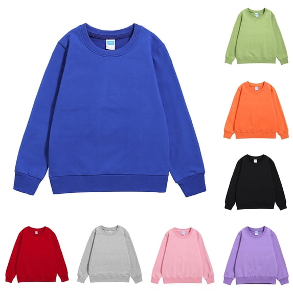 Byoo Little Boys Solid Sweatshirt Crewneck Long Sleeve Sweatshirts Casual Daily Pullover Top,Blue