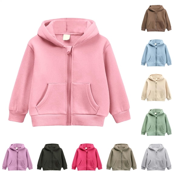 Byoo Little Boys Solid Zip Up Hoodie Long Sleeve Casual Hooded Sweatshirt With Pocket Daily Wear Hoody Sweatshirts,Pink