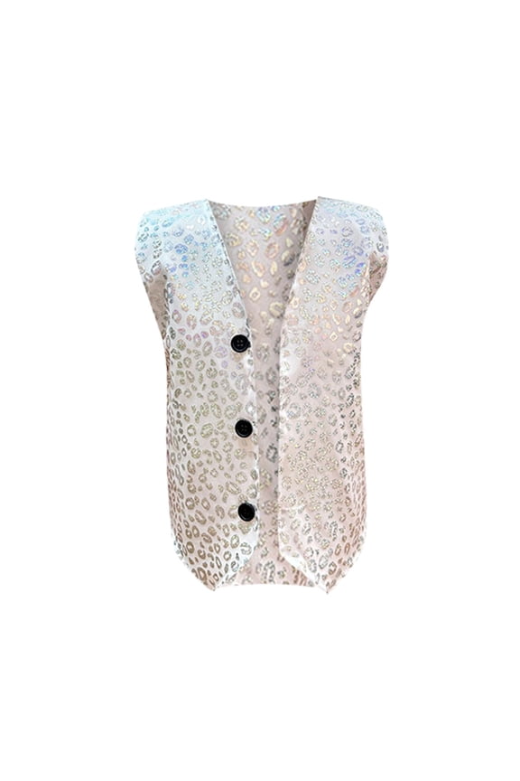 Little Boys Summer Colorful Waistcoat Leopard Pattern Sleeveless Button Casual Vests Jacket