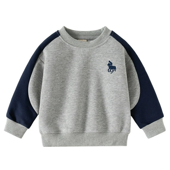 Byoo Little Boys Sweatshirt Color Block Crew Neck Pullover Top Casual Sports Sweatshirt
