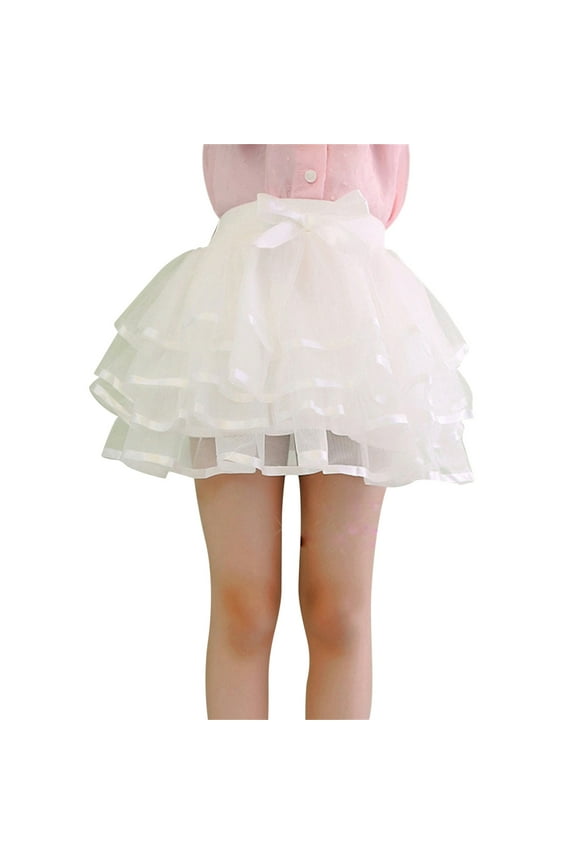 Little Girl Cake Tutu Skirt Carnival Solid Color Bow A-Line Balloon Skirts for Children Dance Soft Daily Clothes