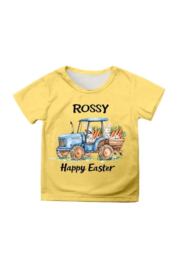 Little Girl Cute Car Printing T-Shirt Easter Summer Short Sleeve O-Neck Thin Summer T Shirt Breathable Kids Pullover Tee Top, Sizes6-7Y
