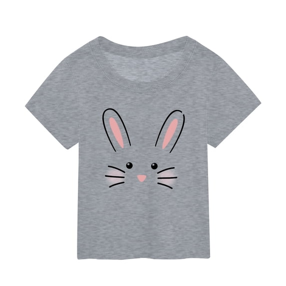Byoo Little Girl Easter Tee Shirts Summer Bunny Print Short Sleeve Soft Active Top Kids Summer Soft T-Shirt ,7-8 T