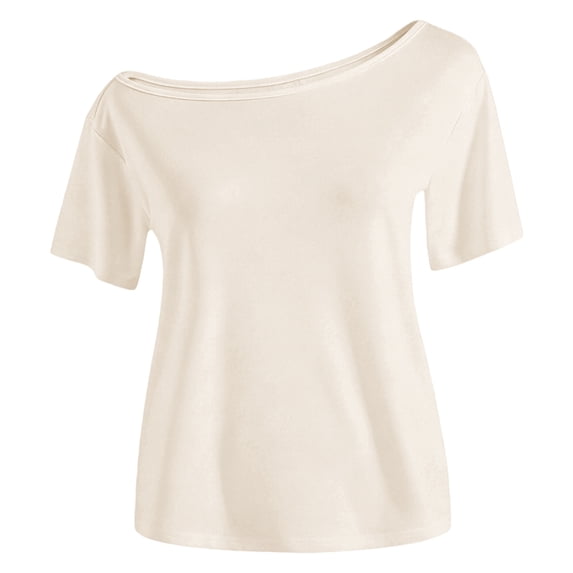 Byoo Little Girl Off Shoulder Tee Shirt Solid Short Sleeve Boat Neck Casual Basic Fitted Daily Top