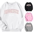 thumbnail image 1 of Byoo Little Girl's Brooklyn City Sweatshirt Crewneck Long Sleeve Sweatshirts Casual Daily Pullover Tops,White, 1 of 8