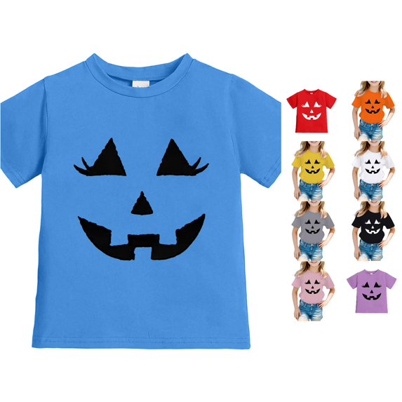 Byoo Little Girl's Fun T‑Shirt Halloween Pumpkin Jack‑O‑Lantern Graphic Short‑Sleeve Tees Summer Shirts