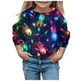 thumbnail image 1 of Byoo Little Girl's Graphic Print Sweatshirt Crew Neck Sweatshirts Holiday Winter Sweatshirt,Black, 1 of 4