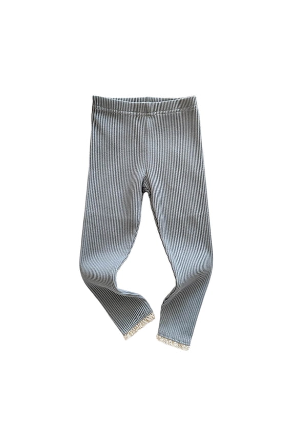 Little Girl's Stretch Layer Leggings Skinny Solid Color High Rise Elastic Waist Pants Baby Pull-On Soft Tights Trousers,Light Blue