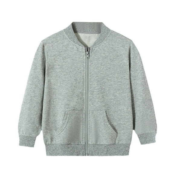 Byoo Little Girls Bomber Jacket Solid Color Varsity Zip Up Sweatshirt Casual Outerwear