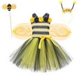 thumbnail image 1 of Byoo Little Girls Bumble Bee Tutu Dress Tulle Fluffy Detachable Wings Lightweight Spaghetti Strap Dresses Mardi Gras Dress for Kids, 1 of 7