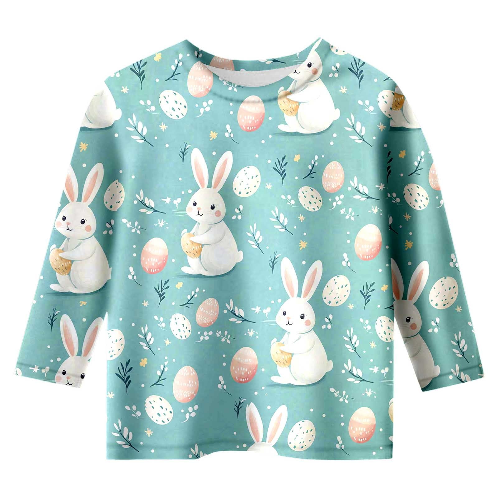 Byoo Little Girls' Bunny Rabbit Printed T Shirt Easter Tough Pullover ...