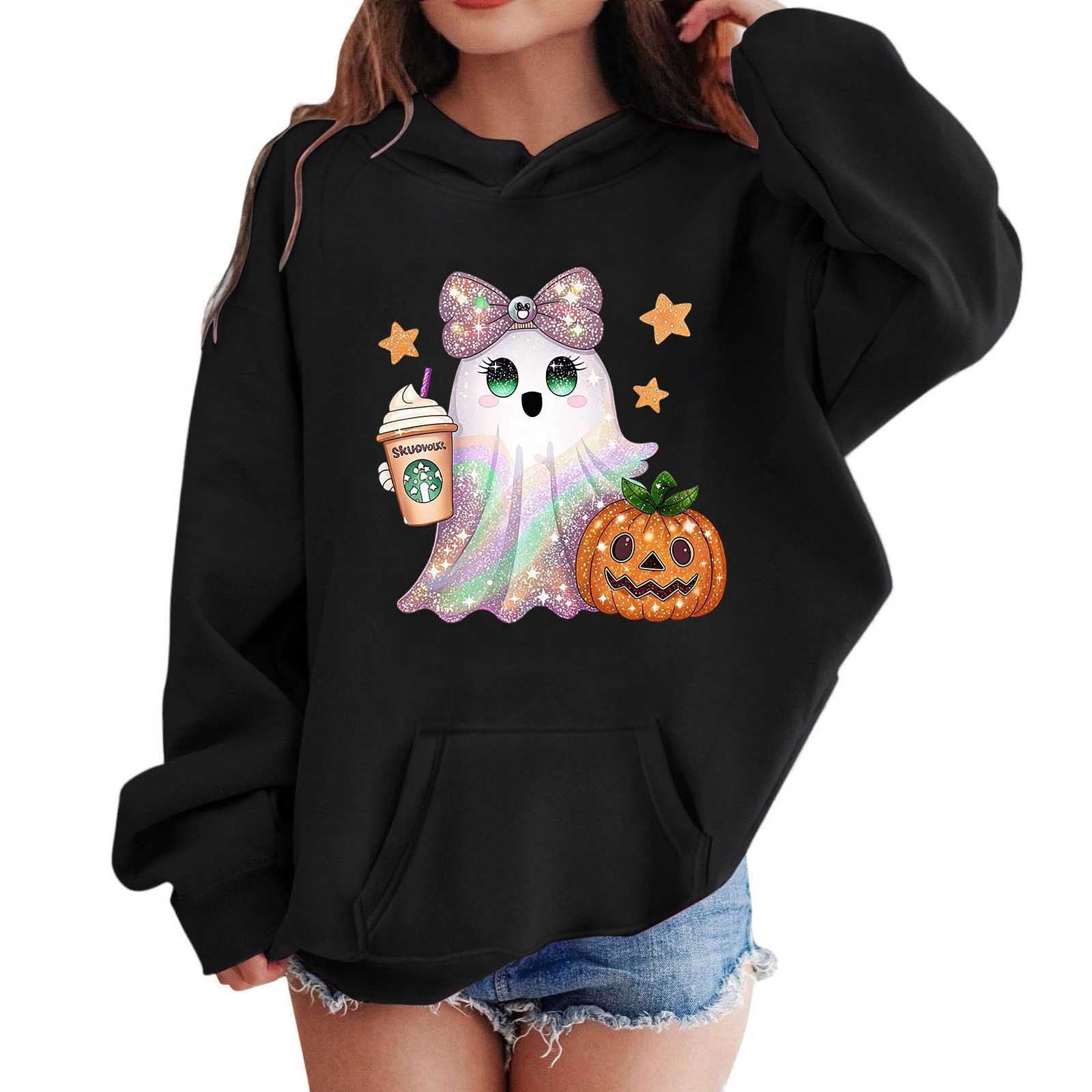 Byoo Little Girls Cartoon Ghost Halloween Hoodie Long Sleeve Pullover ...