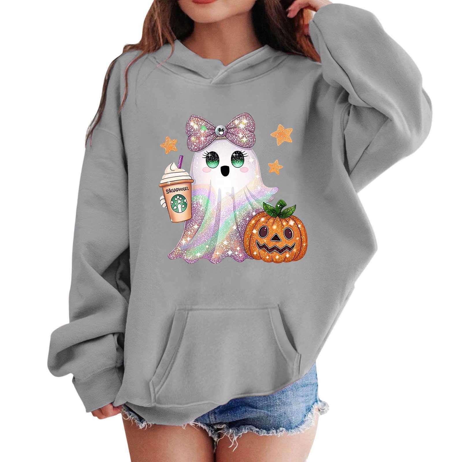 Byoo Little Girls Cartoon Ghost Halloween Hoodie Long Sleeve Pullover ...