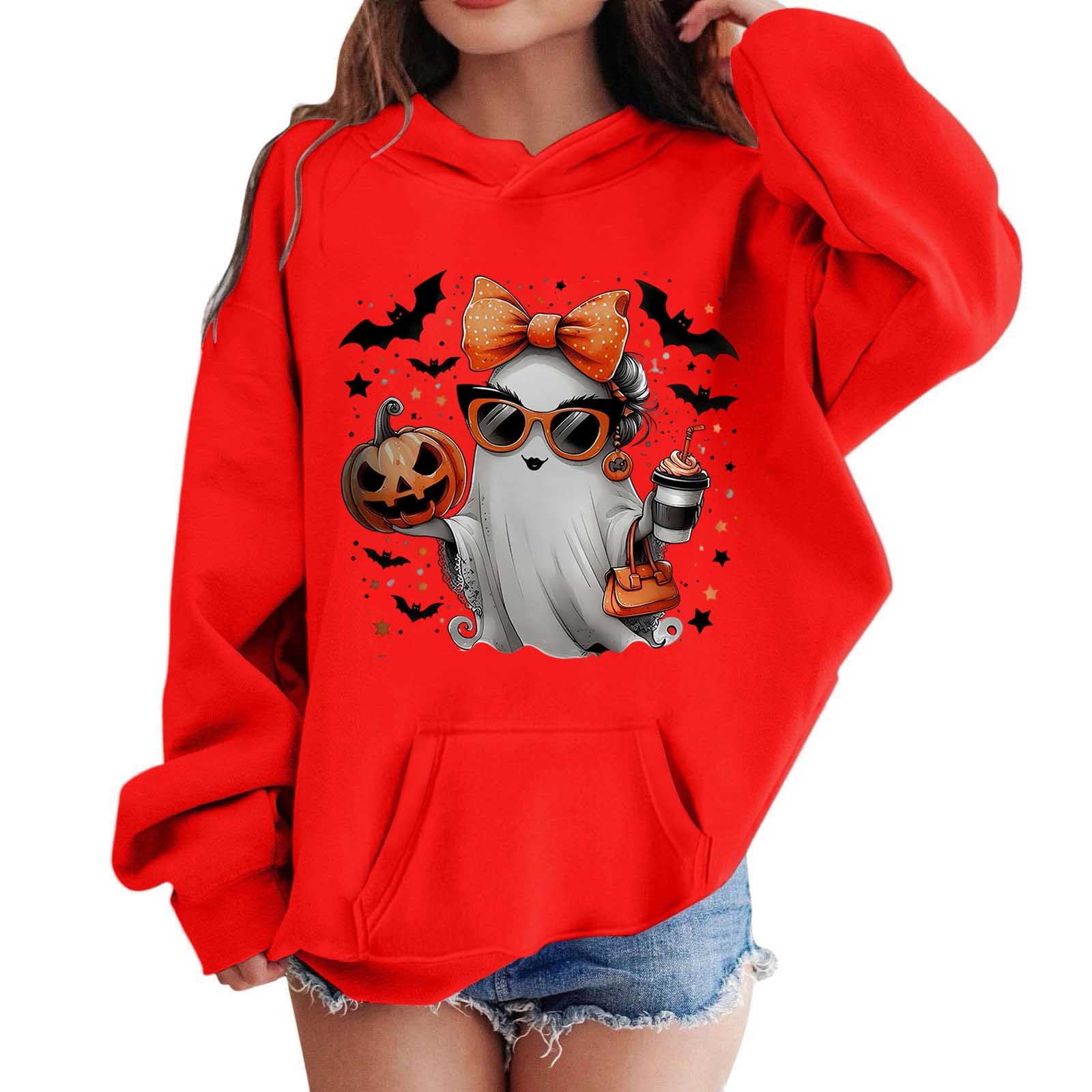Byoo Little Girls Cute Ghost Halloween Hoodie Long Sleeve Cozy Pullover ...