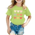 thumbnail image 1 of Byoo Little Girls Cute Graphic T Shirt Summer Heart Print Round Neck Short Sleeve Tee Shirt Casual Pullover Top, 1 of 4
