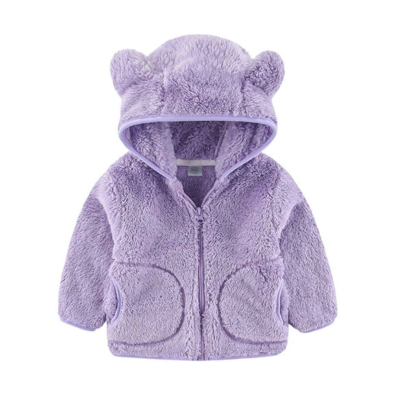 Byoo Little Girls Flannel Jacket Solid Soft Zip Up Hoodie Coat with Pocket Outerwear Cozy Warm Sport Coat