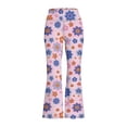 thumbnail image 1 of Byoo Little Girls' Flared Trousers Floral Graphic High Rise Pull-On Pants Sporty School Pantalones, 1 of 3