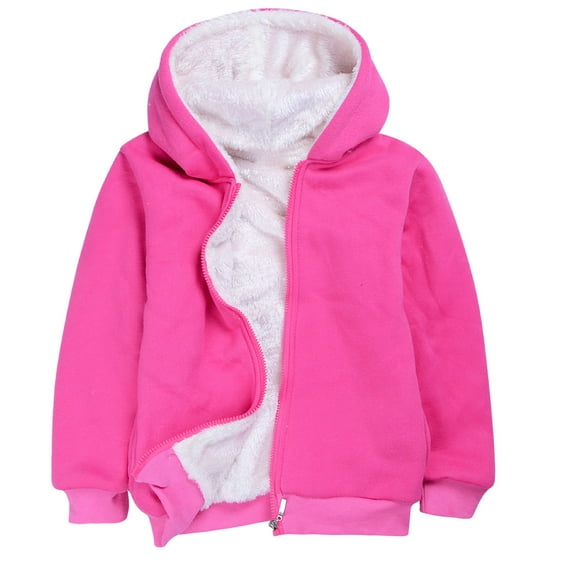 Byoo Little Girls Fleece Warm Hoodie Long Sleeved Solid Color Zip Up Hooded Sweatshirt