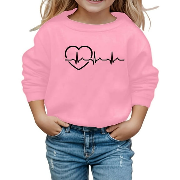 Byoo Little Girls Graphic Sweatshirt Casual Long Sleeve Crew Neck Pullover Sweatshirt