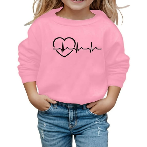 Byoo Little Girls Graphic Sweatshirt Casual Long Sleeve Crew Neck Pullover Sweatshirt