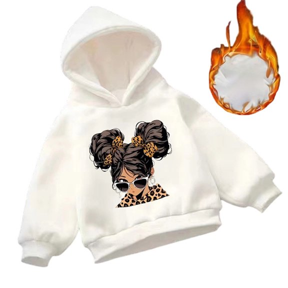 Byoo Little Girls Hoodie Cool Character Printed Full Sleeve Pullover Top Oversized Soft Sweatshirt for Children