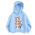 thumbnail image 1 of Byoo Little Girls Hoodie Cute Cartoon Cat Print Hooded Sweatshirt Casual Pullover Sweater, 1 of 3