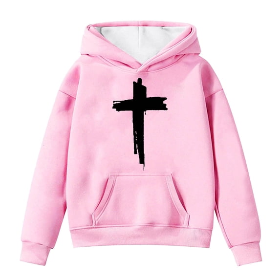 Byoo Little Girls Jesus Graphic Hoodie Long Sleeve Hooded Sweatshirt Cozy Soft Pullover