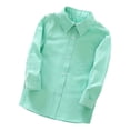 thumbnail image 1 of Byoo Little Girls Long Sleeve Shirt Solid Versatile School Button-Up T-Shirt School Comfortable Button Down Shirt,Green, 1 of 3