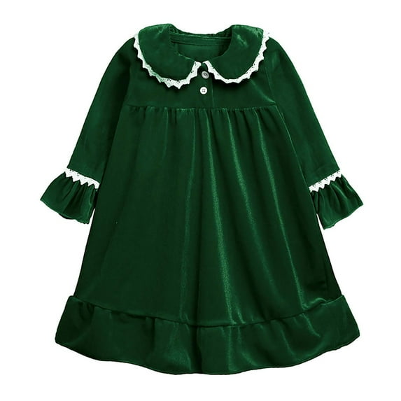 Byoo Little Girls Long Sleeve Velvet Nightgown Cute Christmas Soft Long Sleeve Nightdress