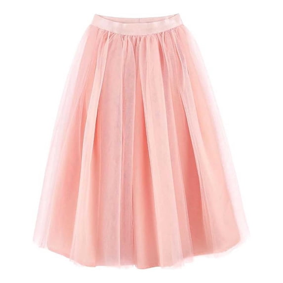 Byoo Little Girls' Multi-Layer Tulle Midi Skirt Elastic Waist Solid Color Flared Skirt Formal Flared Skirt