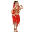 thumbnail image 1 of Byoo Little Girls Outfits Belly Dance Sequin Mesh Camisole Top Skirt Dancewear for Kids, 1 of 3