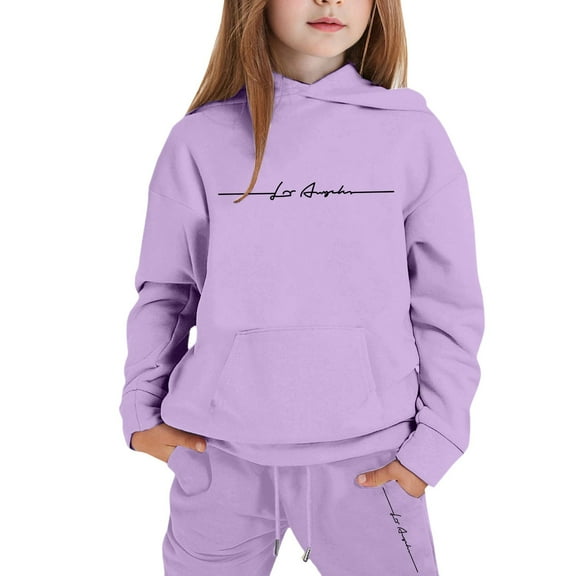 Byoo Little Girls Outfits Letter Print Long Sleeve Hoodie Sweatpants Soft Casual Sweatsuit