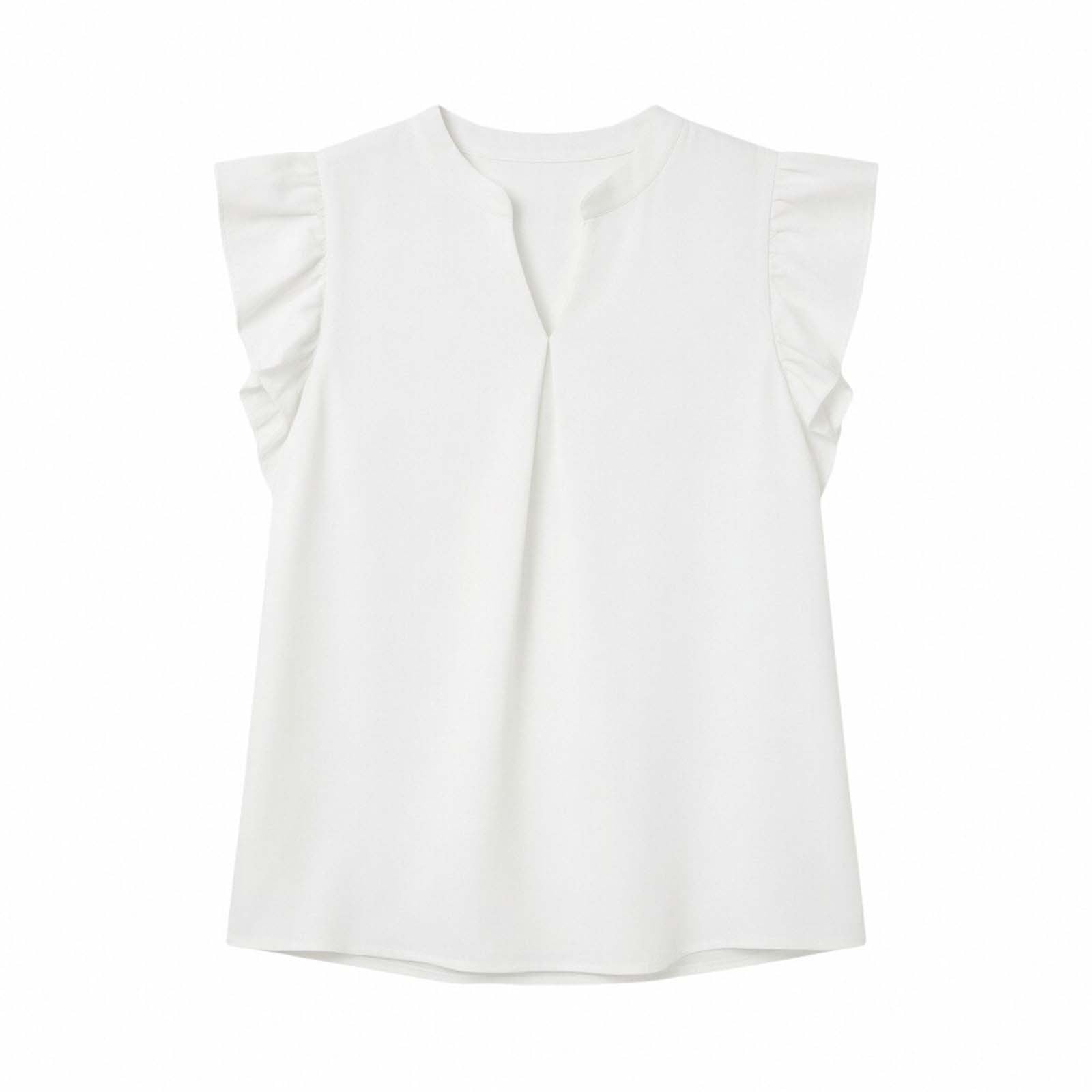 Byoo Little Girls Ruffle Sleeve Blouse Shirt V Neck Solid Casual ...