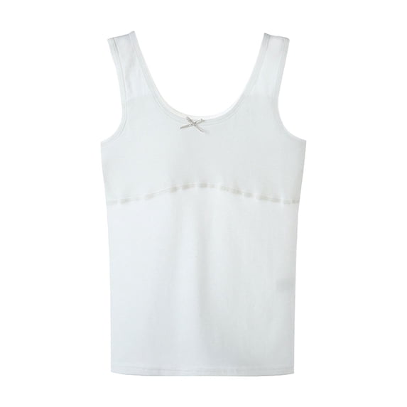 Byoo Little Girls Soft Cotton Tank Tops Solid Built In Shelf Bra Undershirts Daily Comfort Tshirts