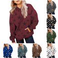 thumbnail image 1 of Byoo Little Girls' Star Allover Print Hoodie Oversize Long Sleeve Pullover Hooded Sweatshirt Kids Streetwear Tops,Brick Red, 1 of 5