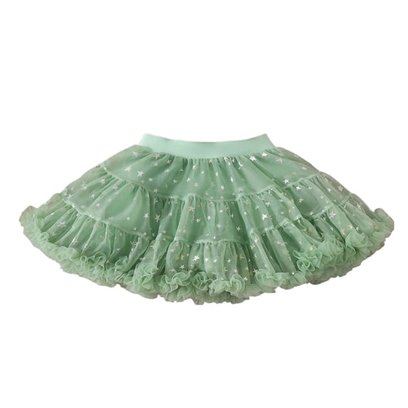 Byoo Little Girls' Star Print Tutu Dress Sleeveless Ruffled Tulle Graphic Party Dress Relaxed Fit Dressed for Kids