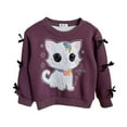 thumbnail image 1 of Byoo Little Girls Sweatshirt Cute Cat Print Crew Neck Long Sleeve Pullover Sweatshirt for Kids Comfortable Top, 1 of 9