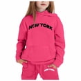 thumbnail image 1 of Byoo Little Girls Sweatsuit New York Printed Hoodie and Sweatpants Casual Sports Outfits, 1 of 4