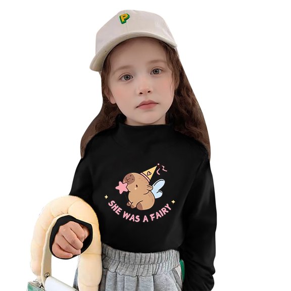 Byoo Little Girls Thermal Shirt Cute Cartoon Turtleneck T-Shirt Long Sleeved Undershirt