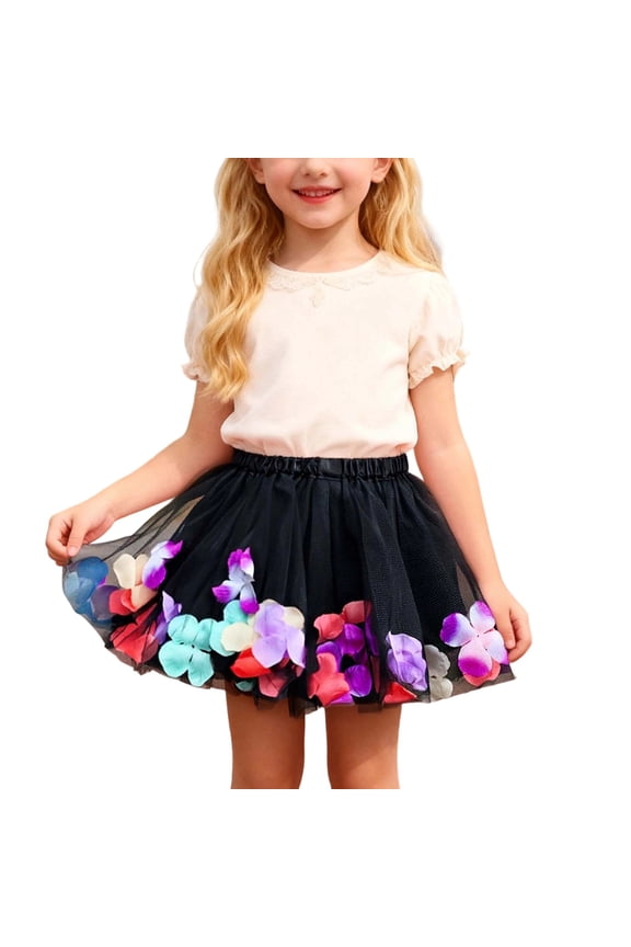 Little Girls Tulle Tutu Skirt Flowy Butterfly Decor Tulle Solid Cake Skirts for Kids Party Outdoor Daily Clothes for Kids