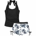 thumbnail image 1 of Byoo Little Girls UPF 50+ Tankini Set Halter Tie Top with Ruched Solid Drawstring Shorts Beach Swimwear,White, 1 of 5