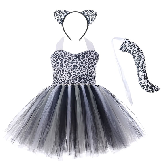 Byoo Mardi Gras Infant Girls' Dress Animal Print Dress Tulle Satin Fluffy Fit with Elastic Waist Sundress Soft Daily Show Party Dress