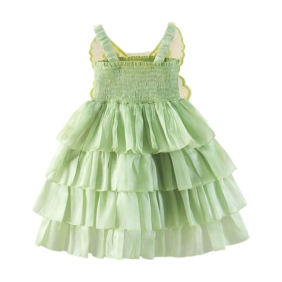 Byoo Mardi Gras Toddler Girls Tule Tutu Dress Buterfly Solid Color Sleeveless Cake Dresses Soft Daily Princess Dress for Kids