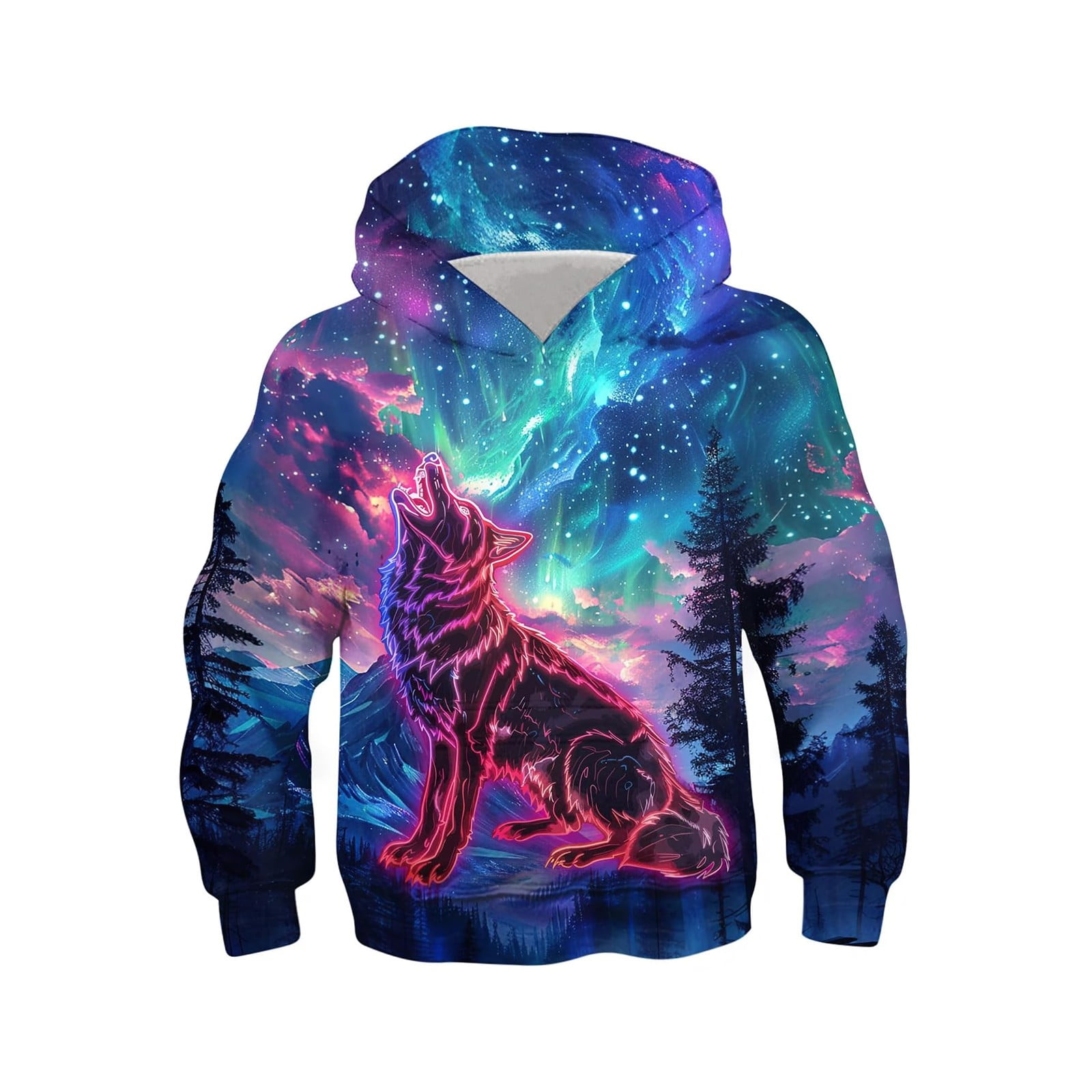 Byoo Neon Wolf Graphic Little Boy Hoodie Fantasy-Themed Hooded