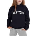 thumbnail image 1 of Byoo New York Letter Graphic Tween Girl Outfits Full Sleeve Hoodie Sweatshirt Joggers Pants Sweatsuit Active Sport Tracksuit Set，Black2, 1 of 3