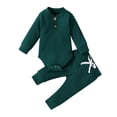 thumbnail image 1 of Byoo Boy 2-Piece Ribbed Outfit Set Solid Color Long-Sleeve Henley Bodysuit Pants Soft Baby Outfits Comfy Romper Set, 1 of 9