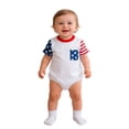 thumbnail image 1 of Byoo Newborn Boy 4th of July Bodysuit American Flag Star Stripe Short Sleeve Romper Infant Outfit, 1 of 6