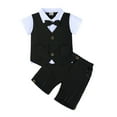 thumbnail image 1 of Byoo Newborn Boy Formal Suit Set Solid Vest Button-Front Shirt Shorts Bow Tie Cloth Set Party Wedding Sets for Children, 1 of 7